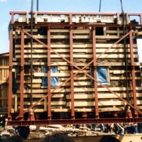 1991 - Transport des "Tagelöhnerhauses" in das Freilichtmuseum Detmold (schön verpackt)